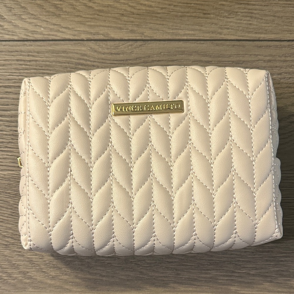 Vince Camuto Quilted Cream Makeup Bag / Clutch
